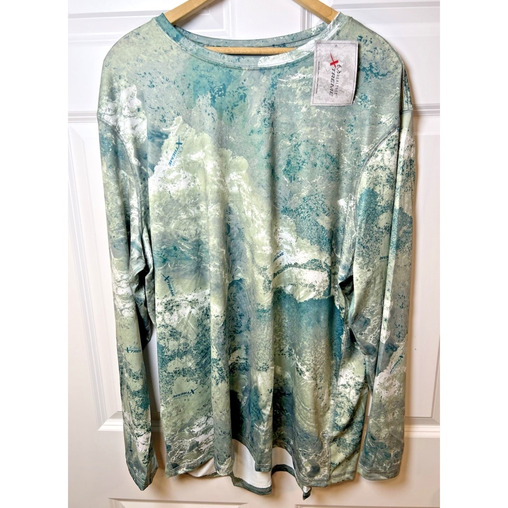 Realtree Fishing Extreme Long Sleeve Shirt 2XL‎ Aqua Camo Moisture Wicking NWT